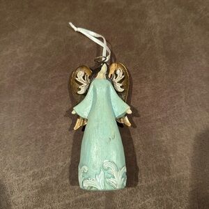 Light Green Angel Ornament with Metal Wings